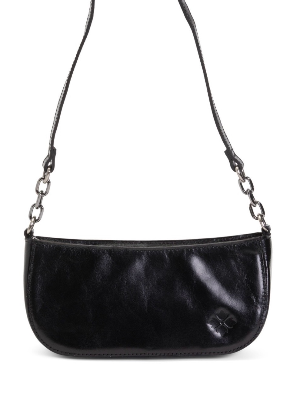 Patricia Nash Black Leather Chain-Accent Shoulder Bag